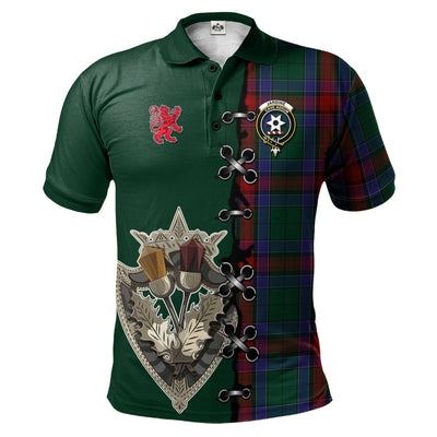Clan Jardine Dress Tartan Polo Shirt - Lion Rampant And Celtic Thistle Style