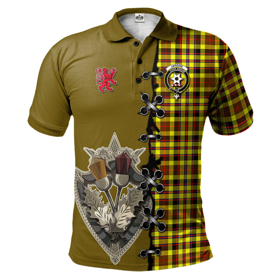 Clan Jardine Modern Tartan Polo Shirt - Lion Rampant And Celtic Thistle Style GT48 Jardine Modern Tartan Tartan Polo