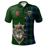 Clan Johnstone Modern Tartan Polo Shirt - Lion Rampant And Celtic Thistle Style BS64 Johnstone Modern Tartan Tartan Polo