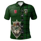 Clan Kincaid Tartan Polo Shirt - Lion Rampant And Celtic Thistle Style CF43 Kincaid Tartan Tartan Polo