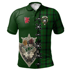 Clan Kincaid Tartan Polo Shirt - Lion Rampant And Celtic Thistle Style CF43 Kincaid Tartan Tartan Polo