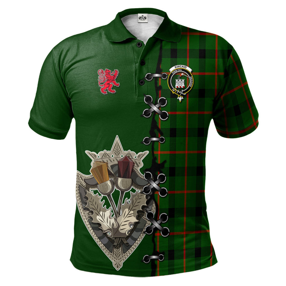 Clan Kincaid Modern Tartan Polo Shirt - Lion Rampant And Celtic Thistle Style PH68 Kincaid Modern Tartan Tartan Polo