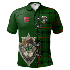 Clan Kincaid Modern Tartan Polo Shirt - Lion Rampant And Celtic Thistle Style PH68 Kincaid Modern Tartan Tartan Polo