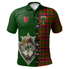 Clan Kinninmont Tartan Polo Shirt - Lion Rampant And Celtic Thistle Style HD42 Kinninmont Tartan Tartan Polo