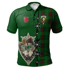 Clan Kirkcaldy Tartan Polo Shirt - Lion Rampant And Celtic Thistle Style RA54 Kirkcaldy Tartan Tartan Polo
