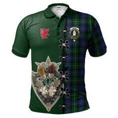 Clan Lamont 2 Tartan Polo Shirt - Lion Rampant And Celtic Thistle Style GT74 Lamont 2 Tartan Tartan Polo