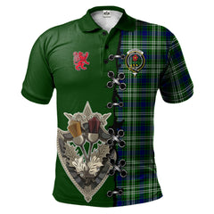 Clan Learmonth Tartan Polo Shirt - Lion Rampant And Celtic Thistle Style QX27 Learmonth Tartan Tartan Polo