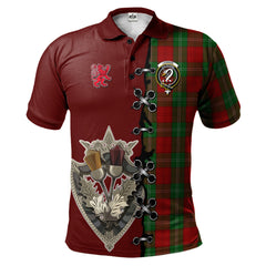 Clan Lennox Tartan Polo Shirt - Lion Rampant And Celtic Thistle Style DX65 Lennox Tartan Tartan Polo