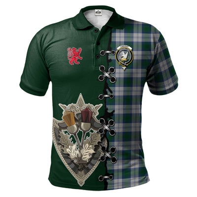 Clan Lindsay Dress Tartan Polo Shirt - Lion Rampant And Celtic Thistle Style QY63