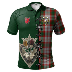 Clan Lindsay Dress Red Tartan Polo Shirt - Lion Rampant And Celtic Thistle Style YG32 Lindsay Dress Red Tartan Tartan Polo