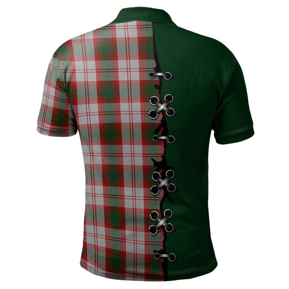 Clan Lindsay Dress Red Tartan Polo Shirt - Lion Rampant And Celtic Thistle Style YG32 Lindsay Dress Red Tartan Tartan Polo