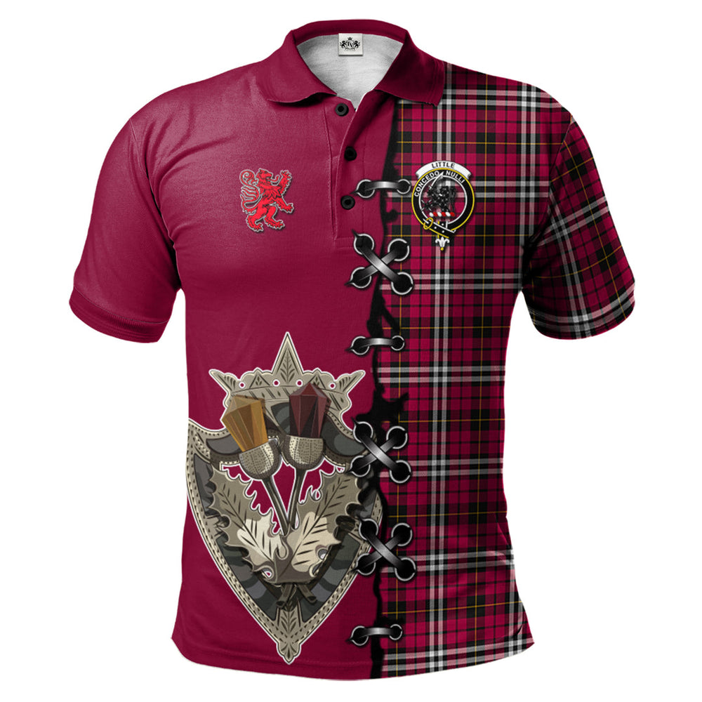 Clan Little Tartan Polo Shirt - Lion Rampant And Celtic Thistle Style HM92 Little Tartan Tartan Polo
