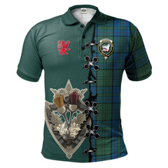 Clan Lockhart Tartan Polo Shirt - Lion Rampant And Celtic Thistle Style NT72 Lockhart Tartan Tartan Polo