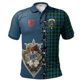 Clan Lyon Tartan Polo Shirt - Lion Rampant And Celtic Thistle Style FA25 Lyon Tartan Tartan Polo