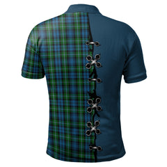 Clan Lyon Tartan Polo Shirt - Lion Rampant And Celtic Thistle Style FA25 Lyon Tartan Tartan Polo