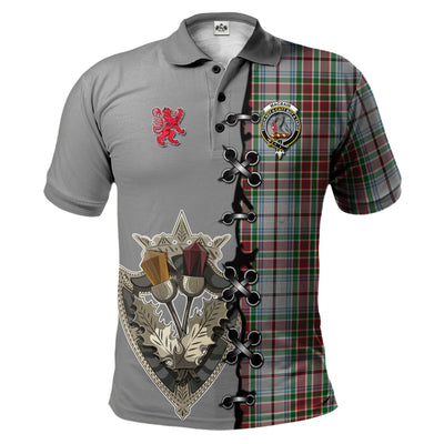 Clan Macbain Dress Tartan Polo Shirt - Lion Rampant And Celtic Thistle Style
