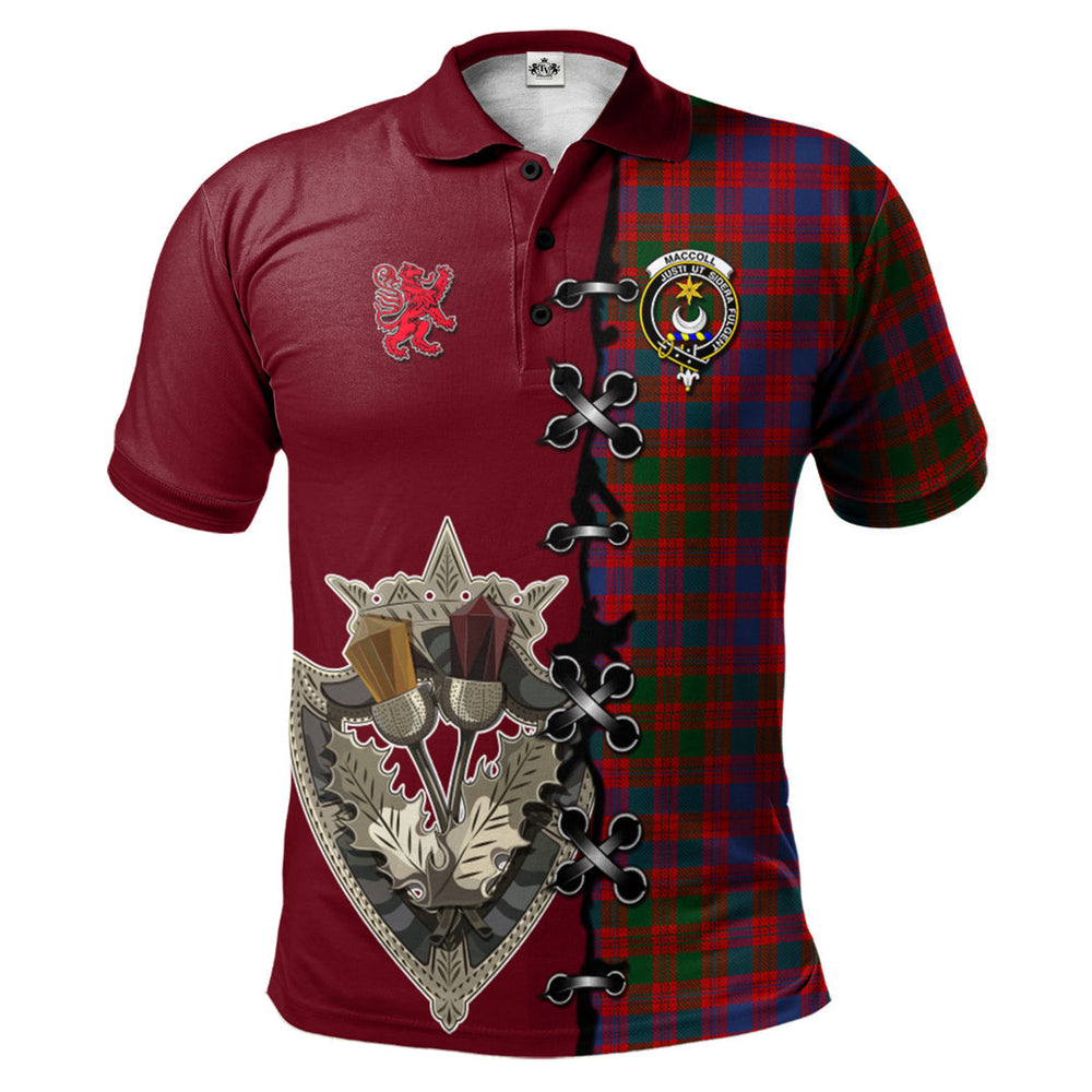 Clan MacColl Ancient Tartan Polo Shirt - Lion Rampant And Celtic Thistle Style TT39 MacColl Ancient Tartan Tartan Polo