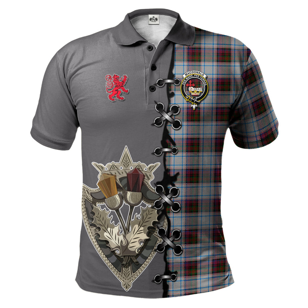 Clan MacDonald Dress Ancient Tartan Polo Shirt - Lion Rampant And Celtic Thistle Style LE46 MacDonald Dress Ancient Tartan Tartan Polo