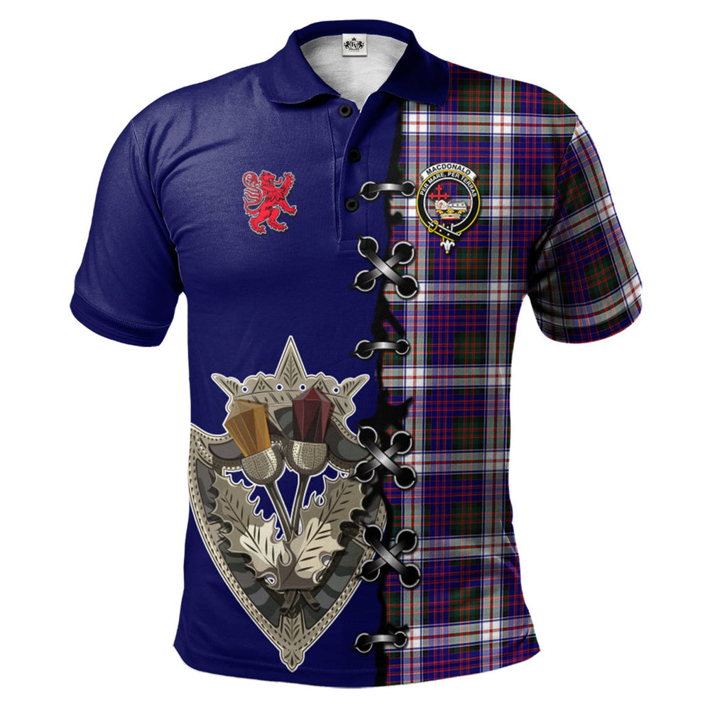 Clan MacDonald Dress Modern Tartan Polo Shirt - Lion Rampant And Celtic Thistle Style SP13 MacDonald Dress Modern Tartan Tartan Polo