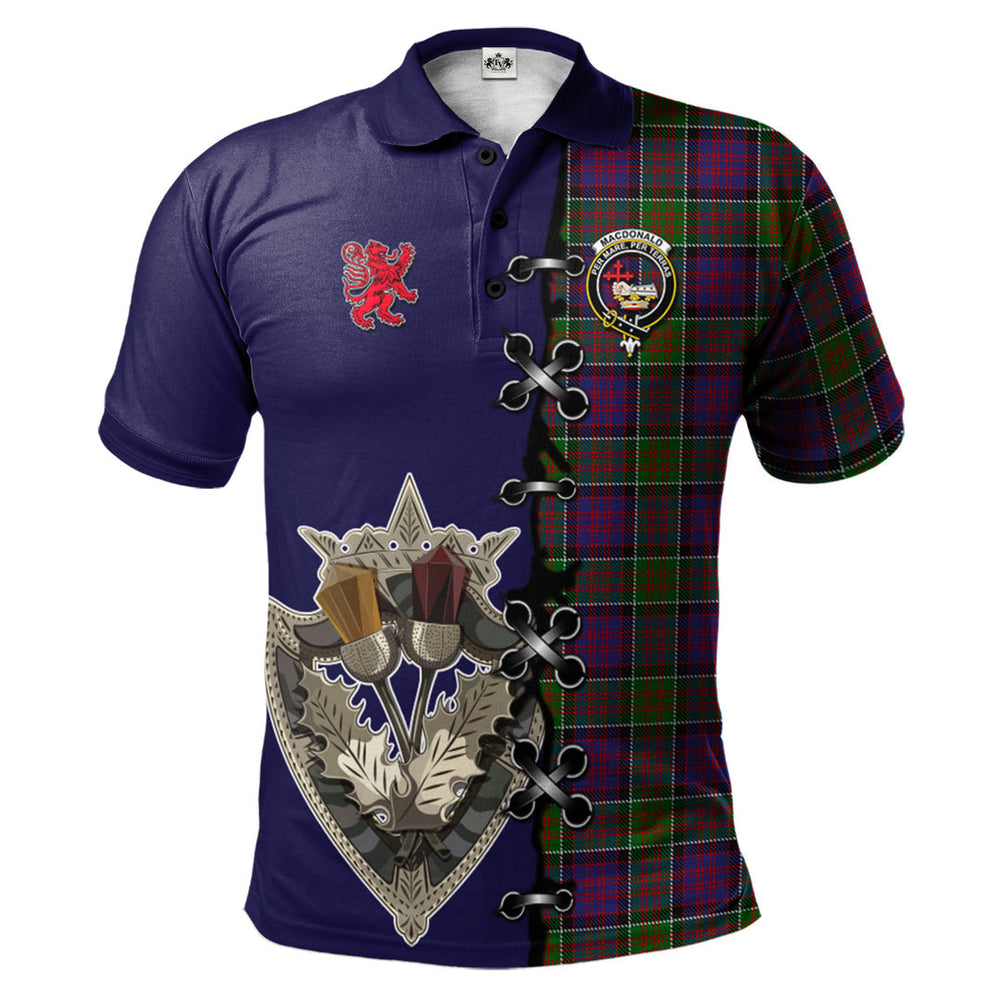 Clan MacDonald of Clanranald Modern Tartan Polo Shirt - Lion Rampant And Celtic Thistle Style AM84 MacDonald of Tartanranald Modern Tartan Tartan Polo