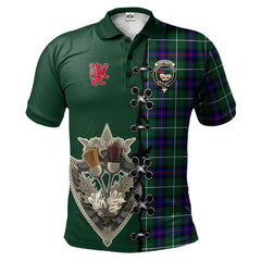 Clan MacDonald of the Isles Hunting Modern Tartan Polo Shirt - Lion Rampant And Celtic Thistle Style RQ62 MacDonald of the Isles Hunting Modern Tartan Tartan Polo