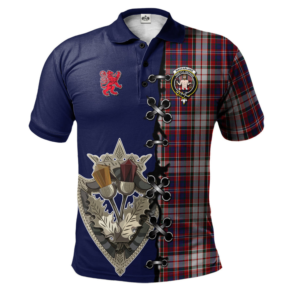 Clan MacFarlane Dress Tartan Polo Shirt - Lion Rampant And Celtic Thistle Style YY75 MacFarlane Dress Tartan Tartan Polo
