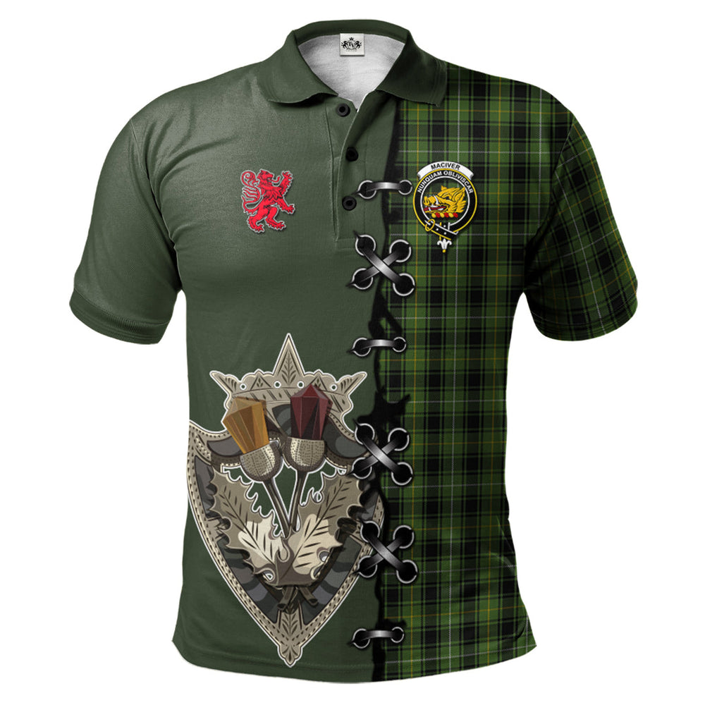 Clan MacIver Hunting Tartan Polo Shirt - Lion Rampant And Celtic Thistle Style HL84 MacIver Hunting Tartan Tartan Polo