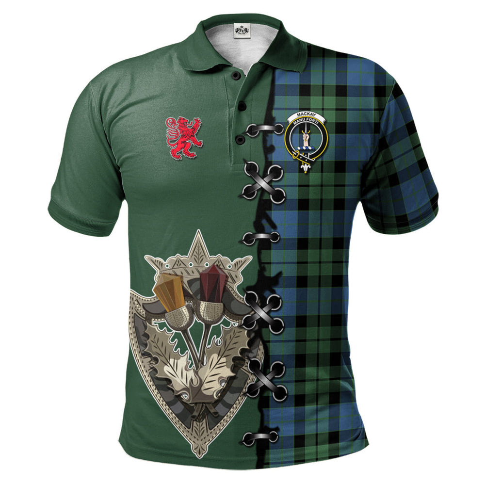 Clan MacKay Ancient Tartan Polo Shirt - Lion Rampant And Celtic Thistle Style XH52 MacKay Ancient Tartan Tartan Polo