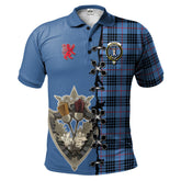 Clan MacKay Blue Tartan Polo Shirt - Lion Rampant And Celtic Thistle Style PZ62 MacKay Blue Tartan Tartan Polo