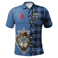 Clan MacKay Blue Tartan Polo Shirt - Lion Rampant And Celtic Thistle Style PZ62 MacKay Blue Tartan Tartan Polo