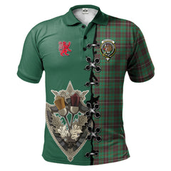 Clan MacKinnon Hunting Ancient Tartan Polo Shirt - Lion Rampant And Celtic Thistle Style FG84 MacKinnon Hunting Ancient Tartan Tartan Polo