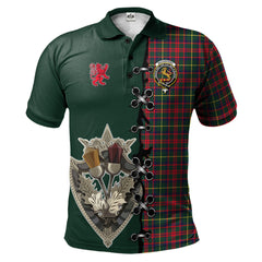 Clan MacKintosh Hunting Modern Tartan Polo Shirt - Lion Rampant And Celtic Thistle Style MS32 MacKintosh Hunting Modern Tartan Tartan Polo