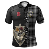 Clan MacLean Black and White Tartan Polo Shirt - Lion Rampant And Celtic Thistle Style EZ70 MacLean Black and White Tartan Tartan Polo