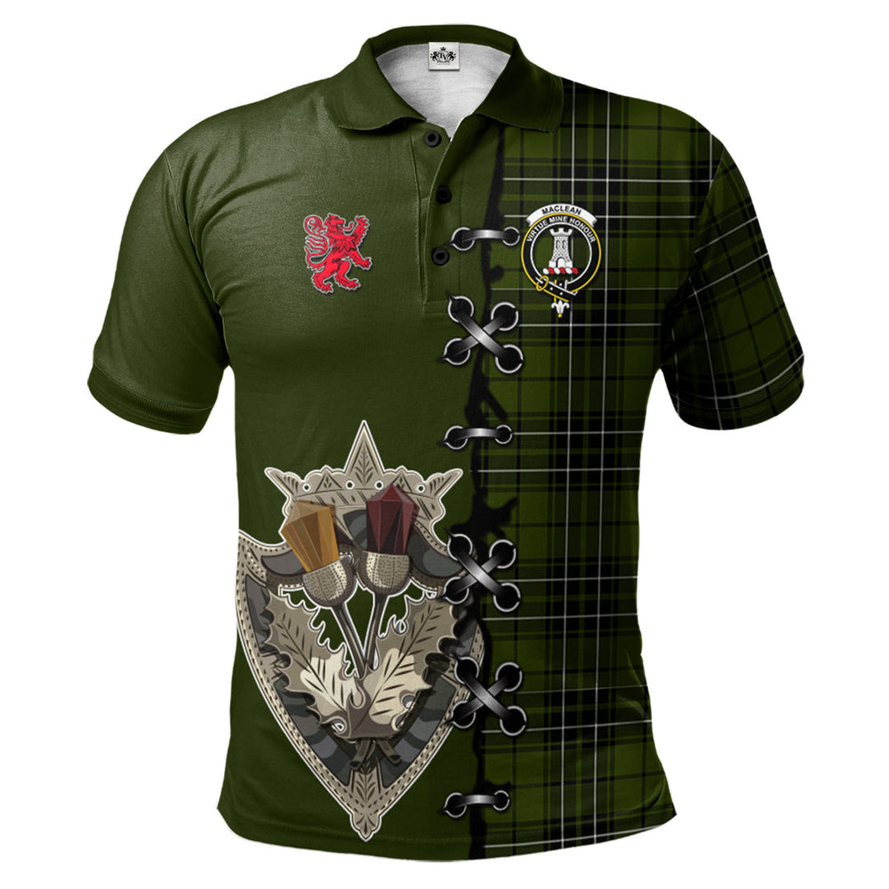 Clan MacLean Hunting Tartan Polo Shirt - Lion Rampant And Celtic Thistle Style JR97 MacLean Hunting Tartan Tartan Polo