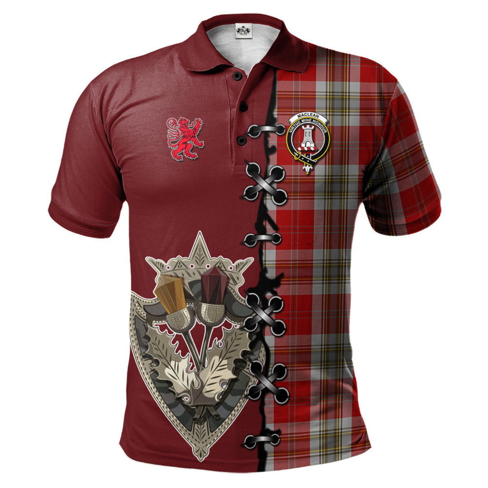 Clan MacLean of Duart Dress Red Tartan Polo Shirt - Lion Rampant And Celtic Thistle Style YA67 MacLean of Duart Dress Red Tartan Tartan Polo
