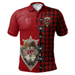 Clan MacLeod Black And Red Tartan Polo Shirt - Lion Rampant And Celtic Thistle Style XT69 MacLeod Black And Red Tartan Tartan Polo