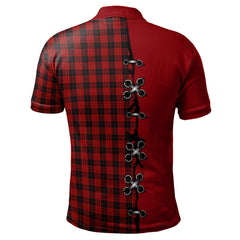 Clan MacLeod Black And Red Tartan Polo Shirt - Lion Rampant And Celtic Thistle Style XT69 MacLeod Black And Red Tartan Tartan Polo