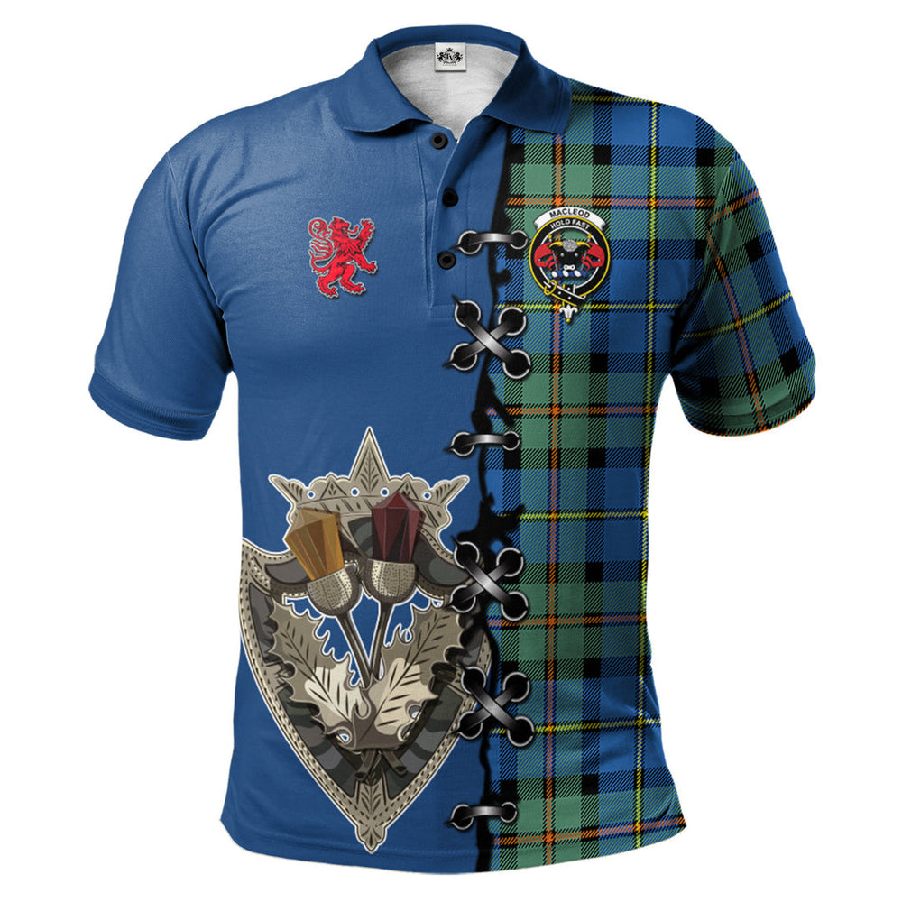 Clan MacLeod of Harris Ancient Tartan Polo Shirt - Lion Rampant And Celtic Thistle Style YD82 MacLeod of Harris Ancient Tartan Tartan Polo