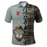 Clan MacLeod of Harris Weathered Tartan Polo Shirt - Lion Rampant And Celtic Thistle Style MZ81 MacLeod of Harris Weathered Tartan Tartan Polo