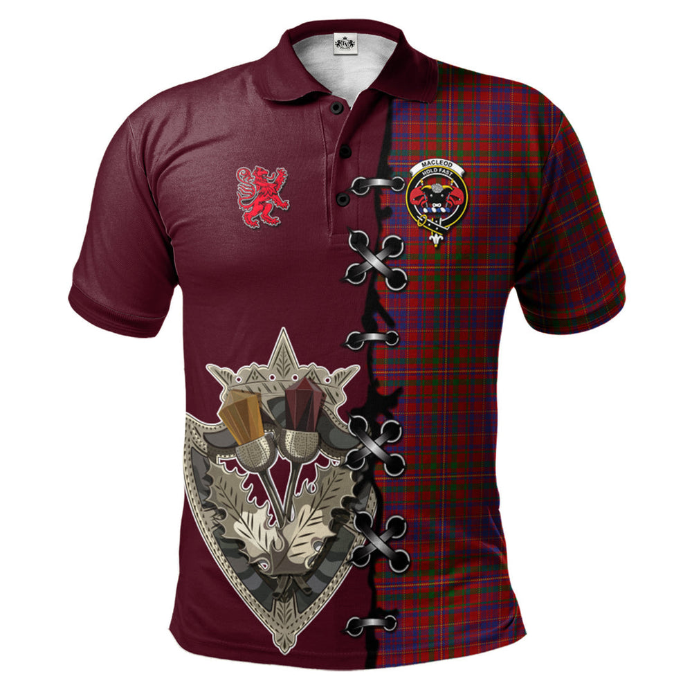 Clan MacLeod Red Tartan Polo Shirt - Lion Rampant And Celtic Thistle Style VB17 MacLeod Red Tartan Tartan Polo