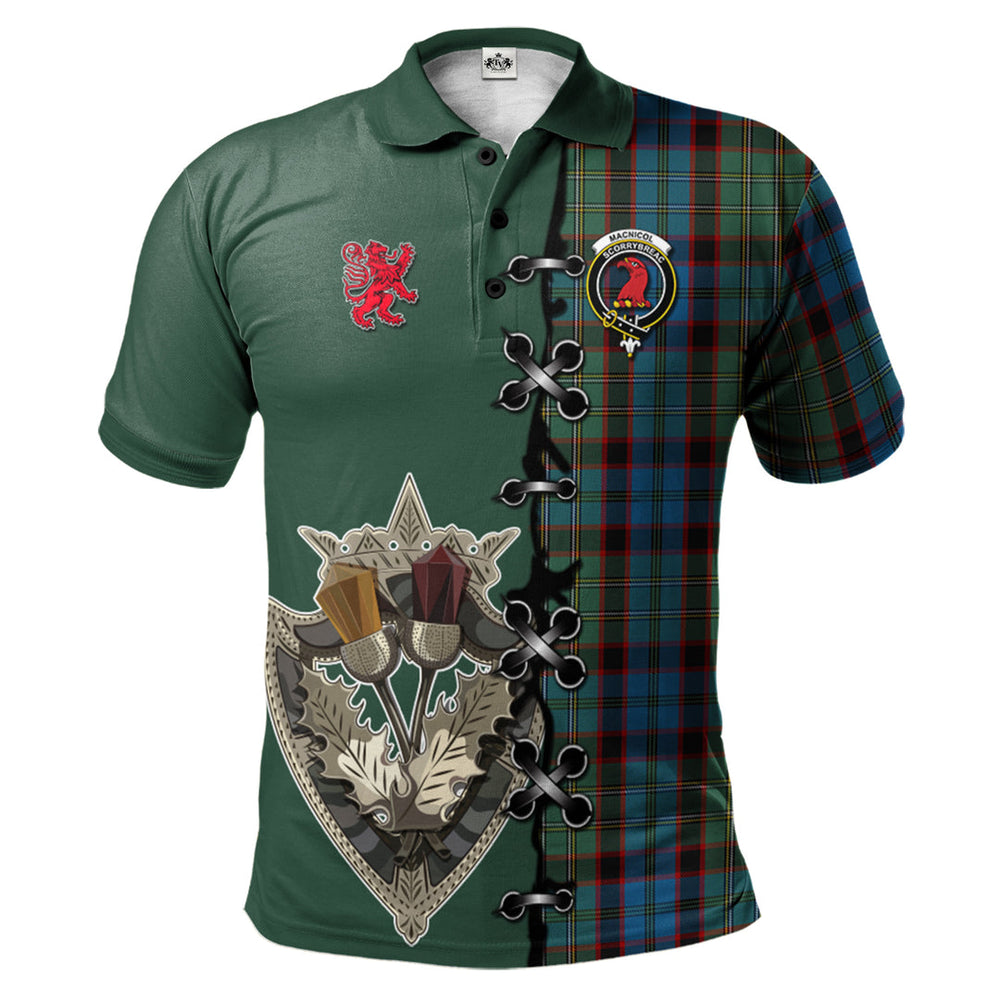 Clan MacNicol Hunting Tartan Polo Shirt - Lion Rampant And Celtic Thistle Style DO22 MacNicol Hunting Tartan Tartan Polo