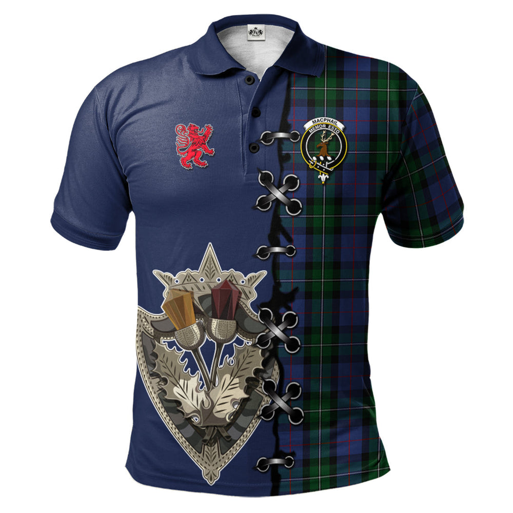 Clan MacPhail Hunting Tartan Polo Shirt - Lion Rampant And Celtic Thistle Style UP33 MacPhail Hunting Tartan Tartan Polo