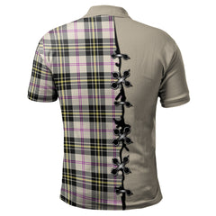 Clan MacPherson Dress Ancient Tartan Polo Shirt - Lion Rampant And Celtic Thistle Style PS93 MacPherson Dress Ancient Tartan Tartan Polo