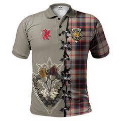 Clan MacPherson Hunting Ancient Tartan Polo Shirt - Lion Rampant And Celtic Thistle Style XI40 MacPherson Hunting Ancient Tartan Tartan Polo