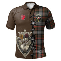 Clan MacRae Hunting Weathered Tartan Polo Shirt - Lion Rampant And Celtic Thistle Style EM96 MacRae Hunting Weathered Tartan Tartan Polo