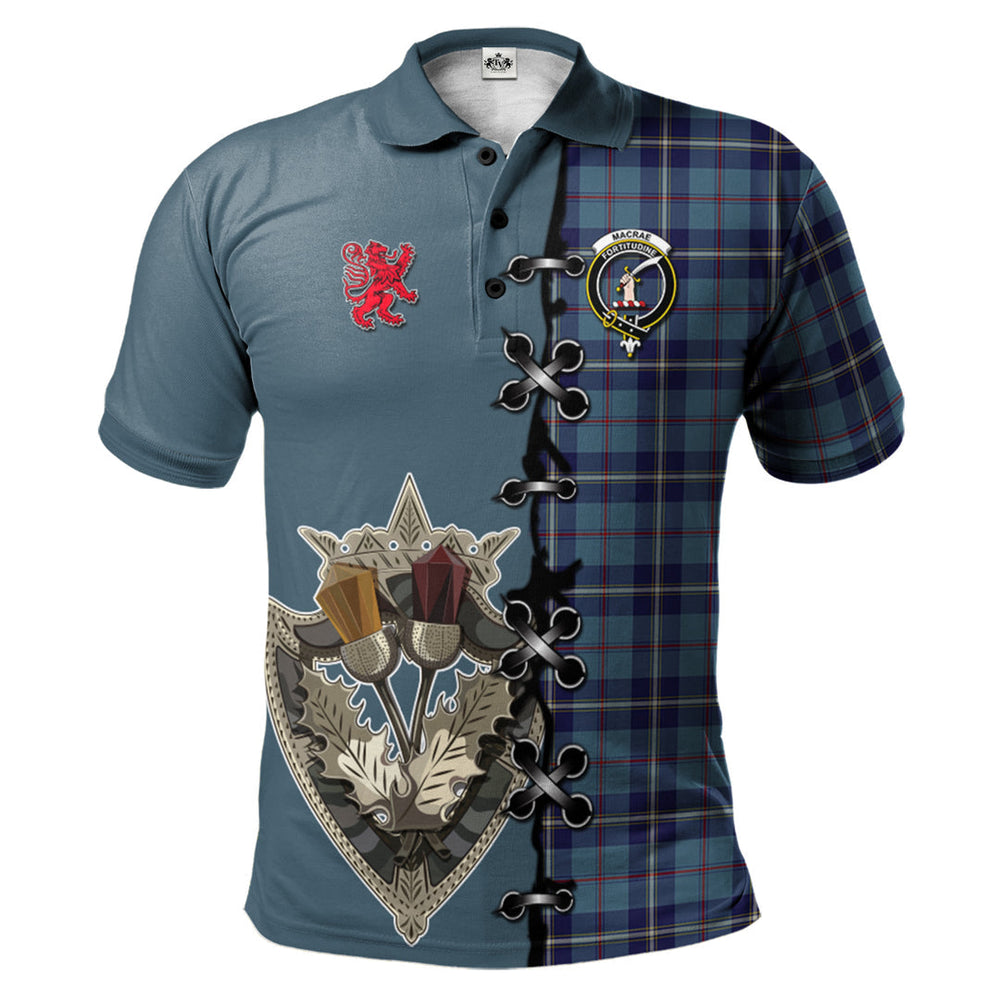 Clan MacRaes of America Tartan Polo Shirt - Lion Rampant And Celtic Thistle Style AR42 MacRaes of America Tartan Tartan Polo
