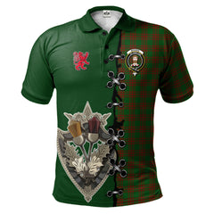 Clan Menzies Tartan Polo Shirt - Lion Rampant And Celtic Thistle Style FA44 Menzies Tartan Tartan Polo