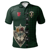 Clan Menzies Green Tartan Polo Shirt - Lion Rampant And Celtic Thistle Style DX10 Menzies Green Tartan Tartan Polo