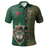 Clan Menzies Green Ancient Tartan Polo Shirt - Lion Rampant And Celtic Thistle Style LG72 Menzies Green Ancient Tartan Tartan Polo