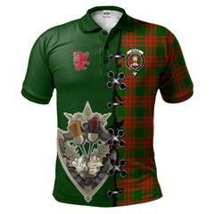 Clan Menzies Green Modern Tartan Polo Shirt - Lion Rampant And Celtic Thistle Style AR24 Menzies Green Modern Tartan Tartan Polo